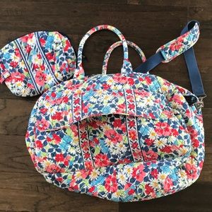 Vera Bradley weekender and cosmetic case